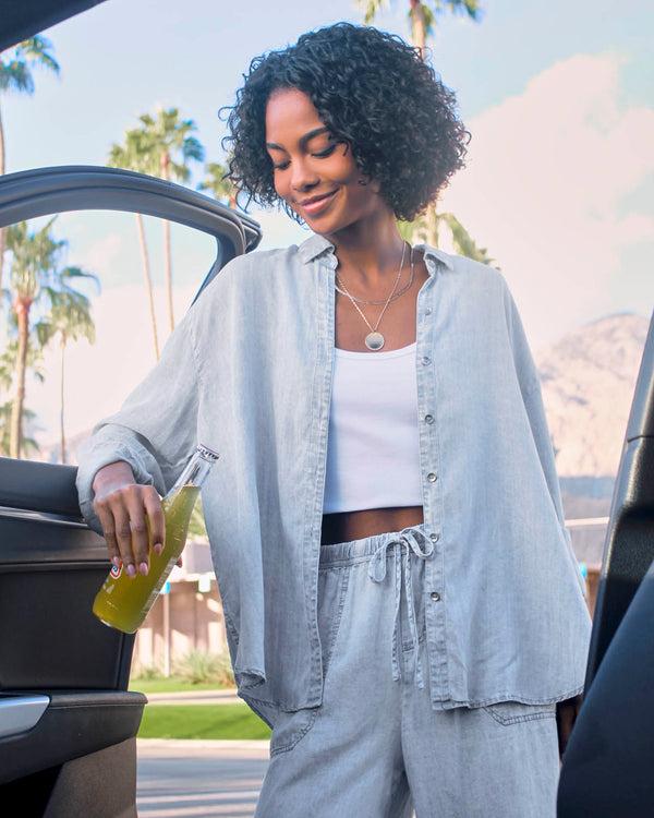 splendid Bleached Indigo Button Down