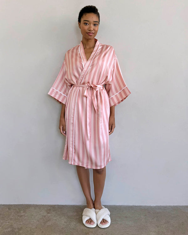 Splendid Cabana Stripe Satin Silk Robe