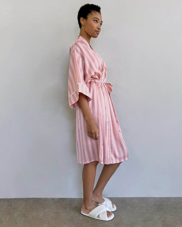 Splendid Cabana Stripe Satin Silk Robe