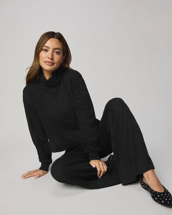 Splendid Cable Lounge Turtleneck Top