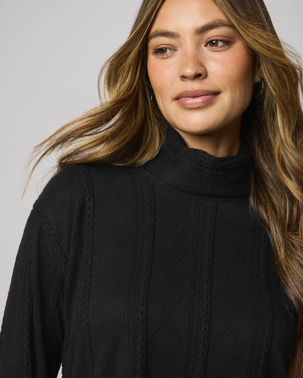 Splendid Cable Lounge Turtleneck Top