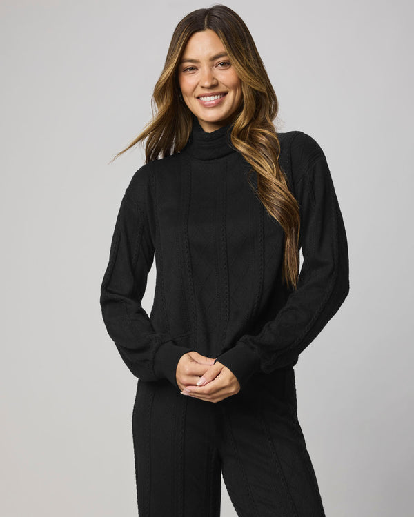 splendid Cable Lounge Turtleneck Top