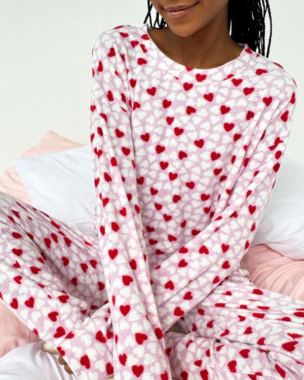 Splendid Candy Heart Marna Waffle PJ Set