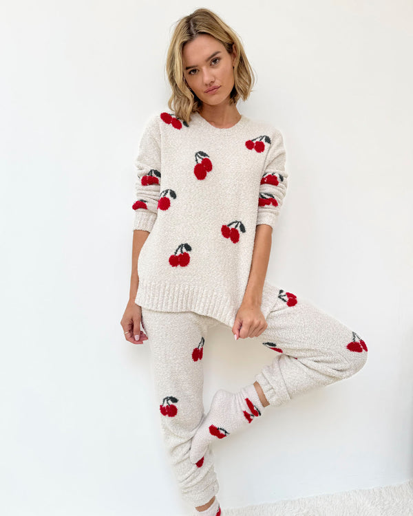 Splendid Cherries Bia Fuzzy Yarn Socks