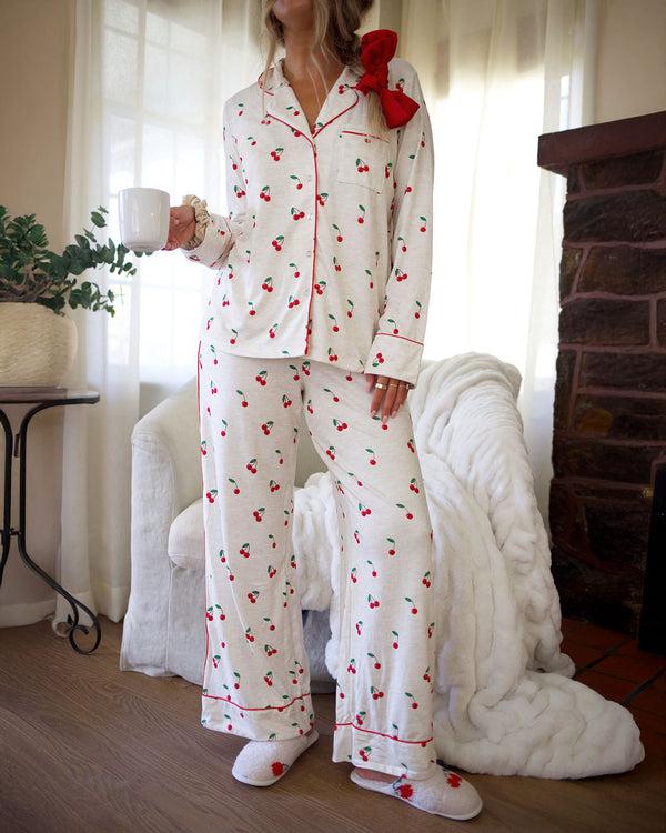 Splendid Cherries Cozy Fuzzy Slipper Slide