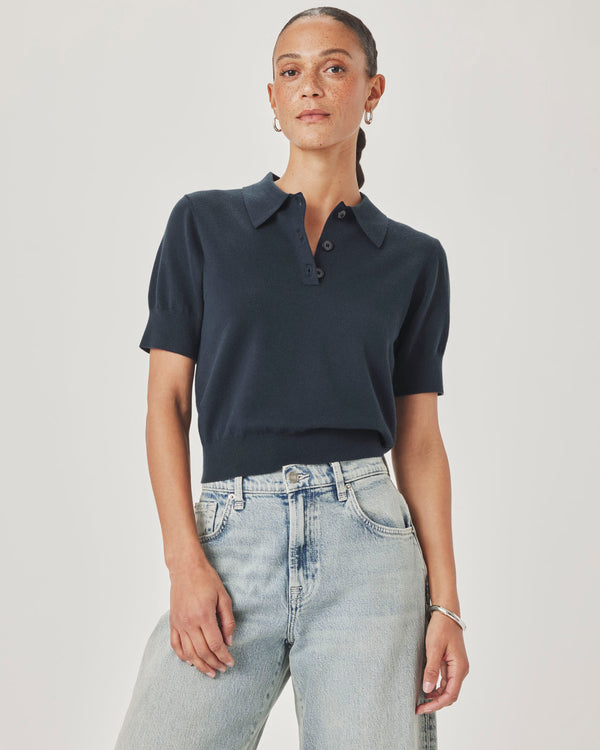 splendid Christa Polo Short Sleeve Sweater