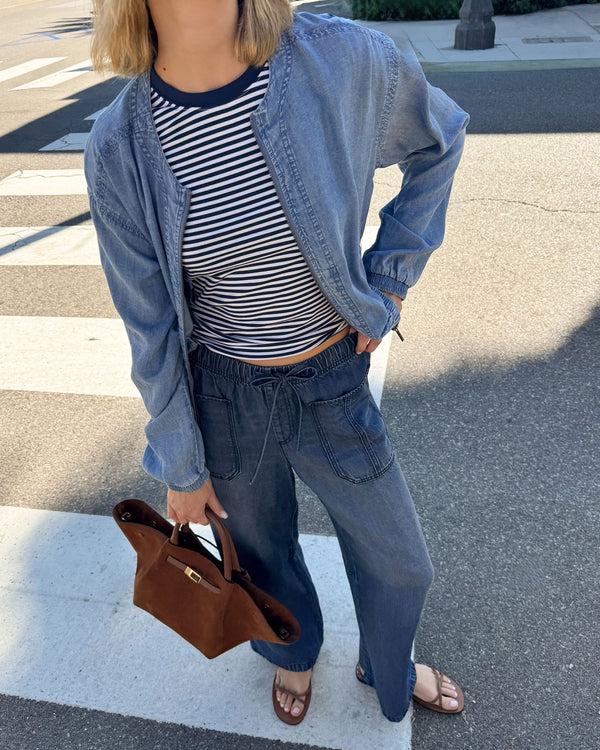 Splendid Clea Indigo Bomber Jacket