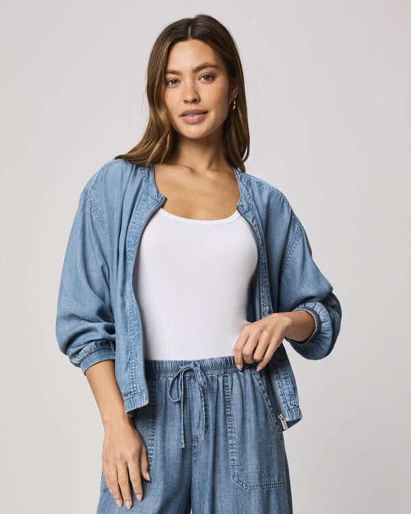 Splendid Clea Indigo Bomber Jacket