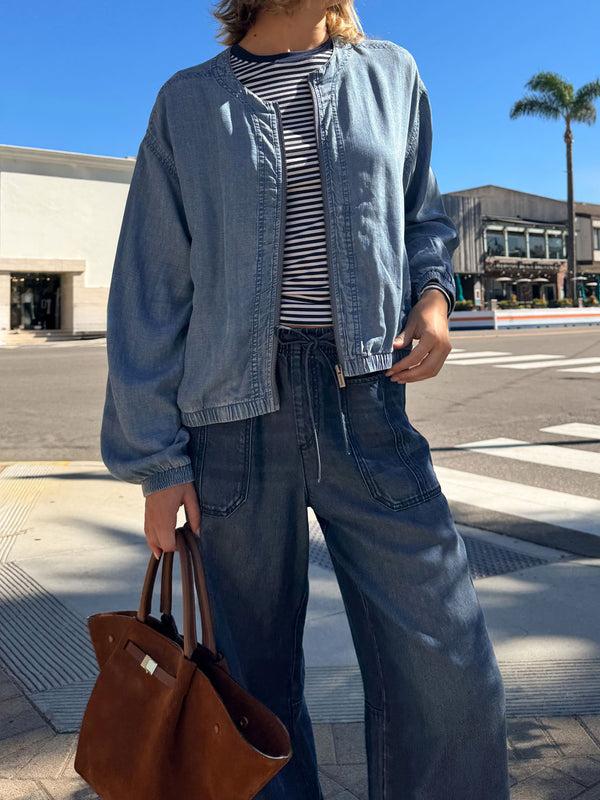 splendid Clea Indigo Bomber Jacket
