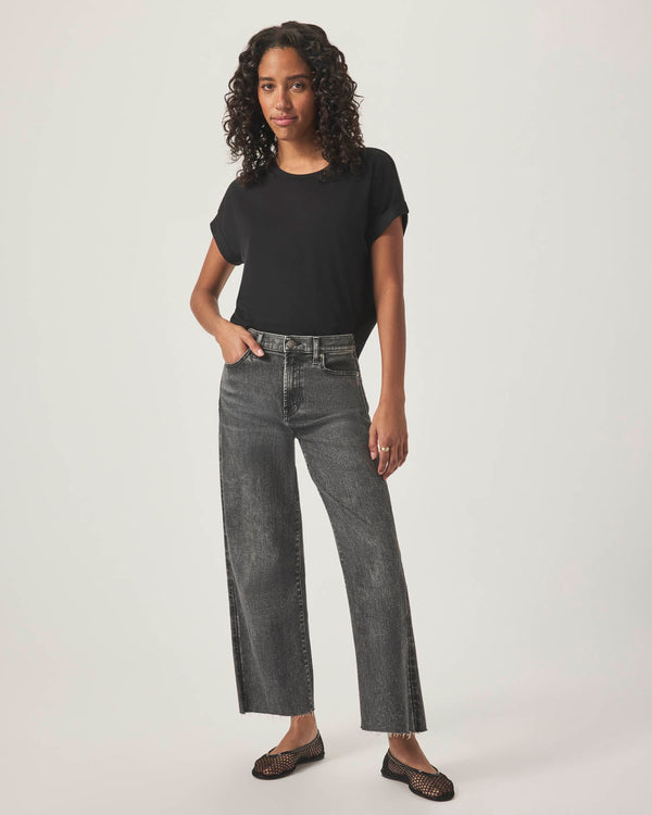 Splendid Cropped Wide Leg Raw Hem Jean
