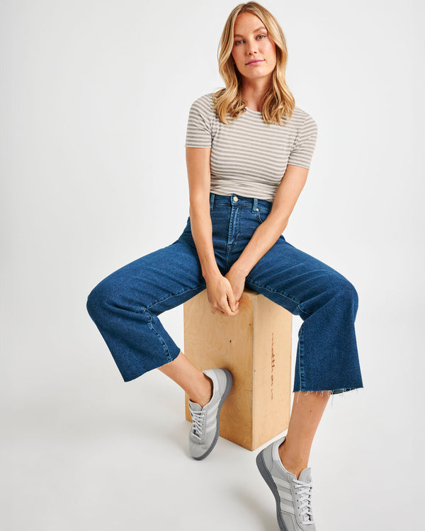 Splendid Cropped Wide Leg Raw Hem Jean