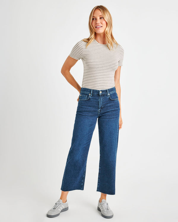 Splendid Cropped Wide Leg Raw Hem Jean