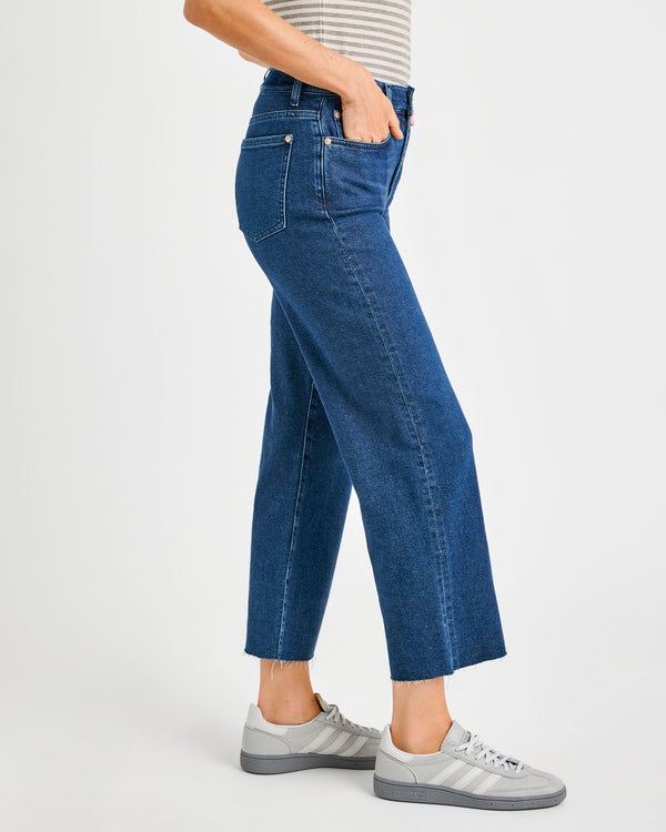Splendid Cropped Wide Leg Raw Hem Jean