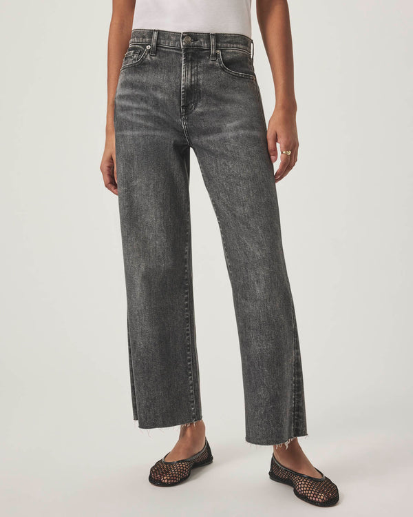 splendid Cropped Wide Leg Raw Hem Jean