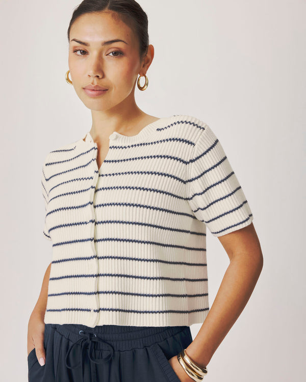 Splendid Delilah Striped Short Sleeve Cardigan