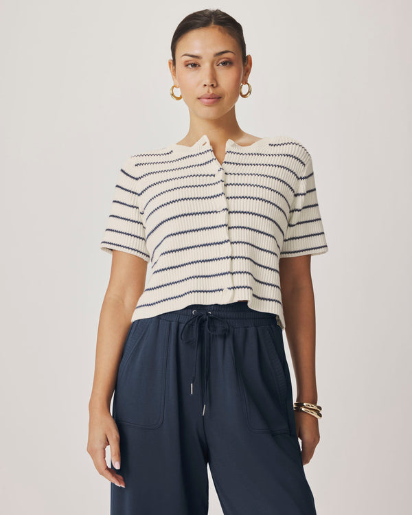 Splendid Delilah Striped Short Sleeve Cardigan