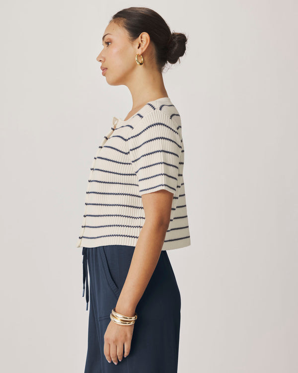 Splendid Delilah Striped Short Sleeve Cardigan