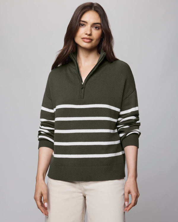 Splendid Georgie Stripe Quarter Zip Sweater