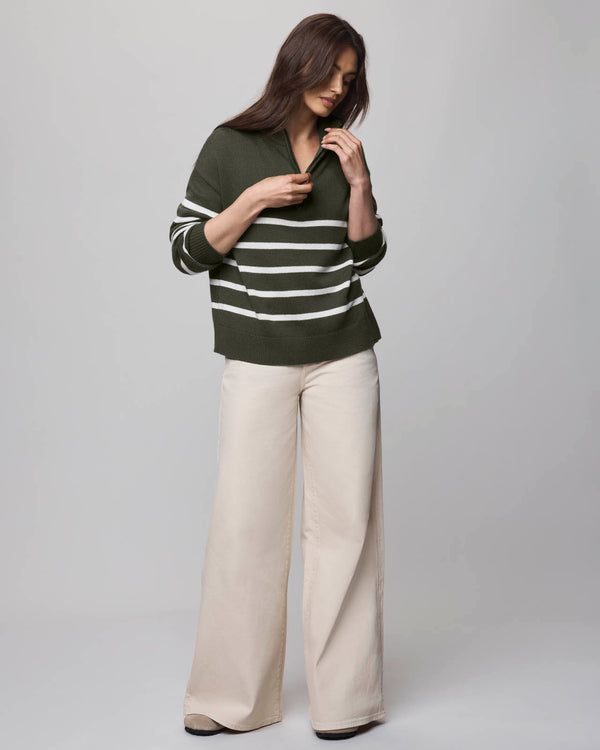 Splendid Georgie Stripe Quarter Zip Sweater