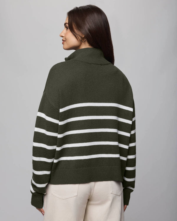 Splendid Georgie Stripe Quarter Zip Sweater