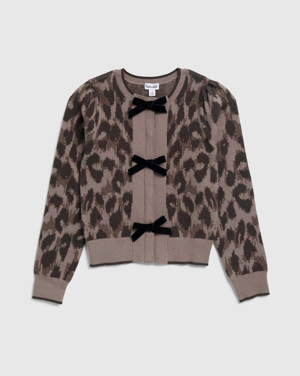 splendid Girls Leopard Bow Cardigan