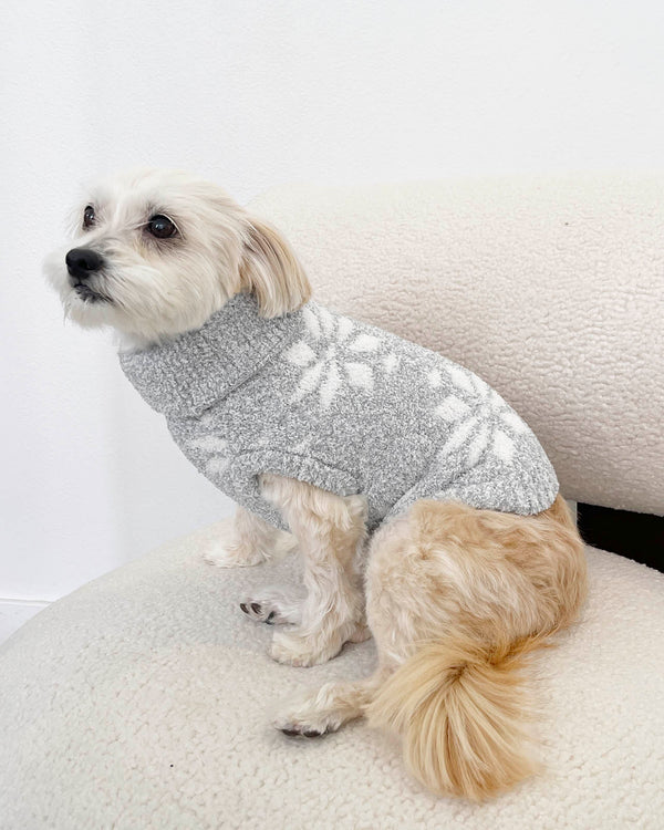 splendid Grey Snowflake Fuzzy Pet Sweater