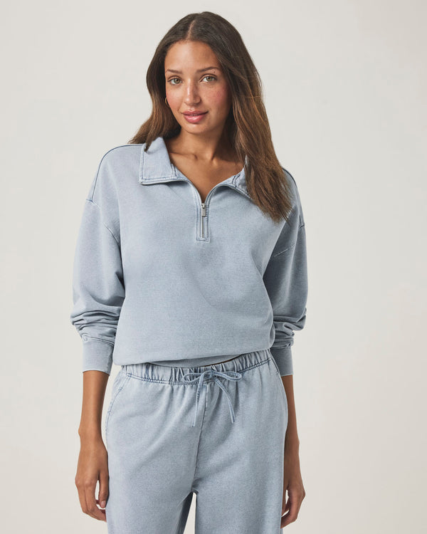 splendid Hayden Terry Quarter Zip Sweatshirt