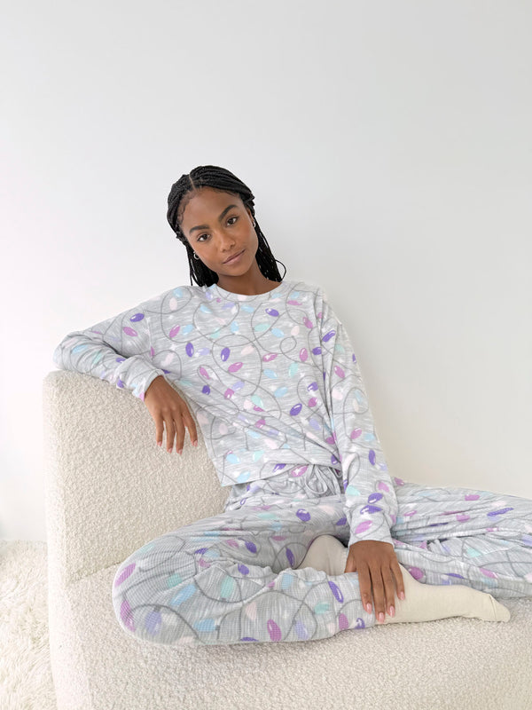 Splendid Holiday Lights Marna Waffle PJ Set