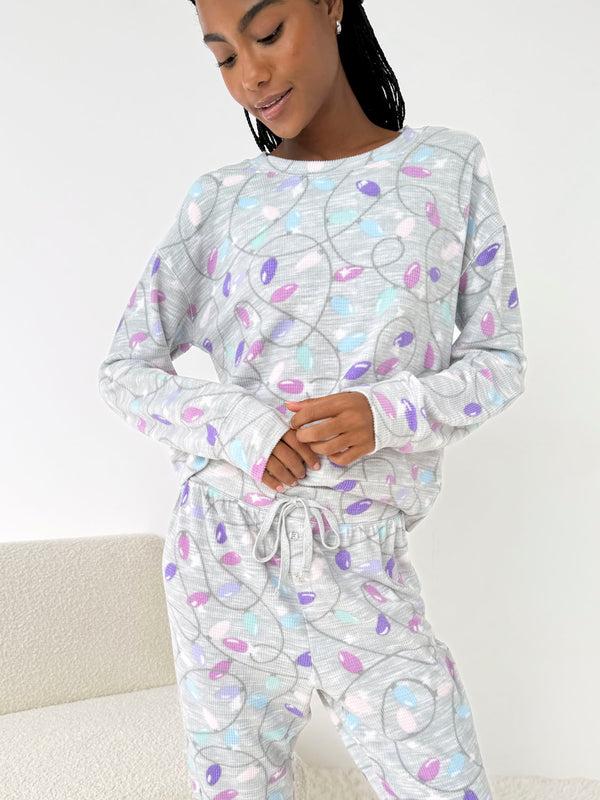 Splendid Holiday Lights Marna Waffle PJ Set
