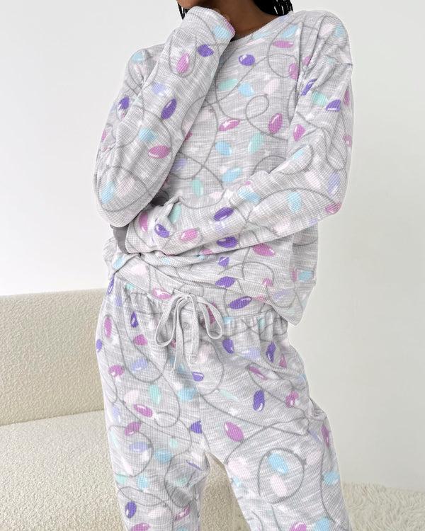 splendid Holiday Lights Marna Waffle PJ Set