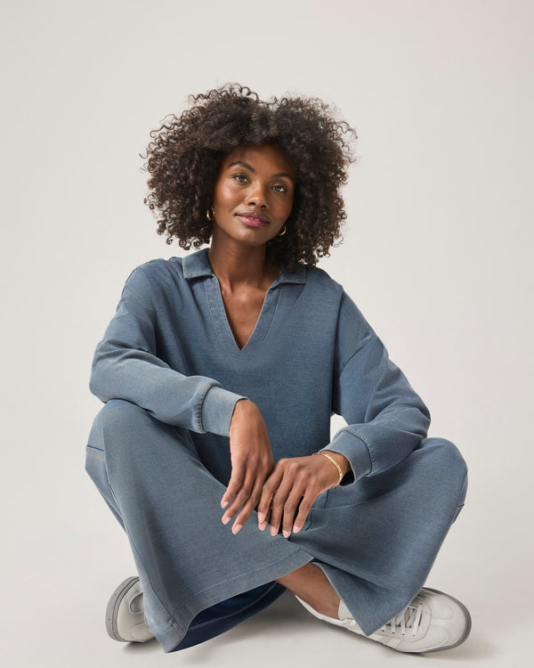 Splendid Indigo Lounge Polo Sweatshirt