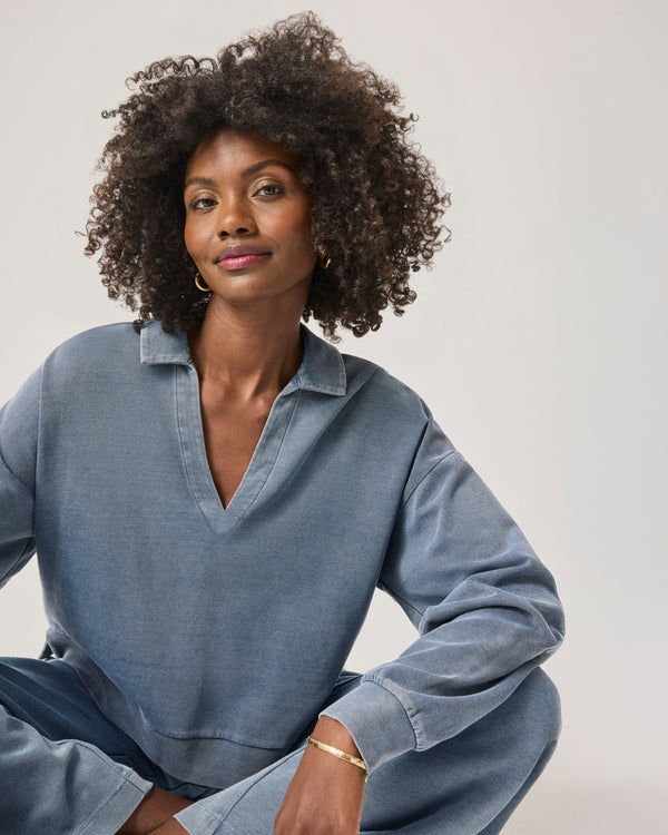 Splendid Indigo Lounge Polo Sweatshirt