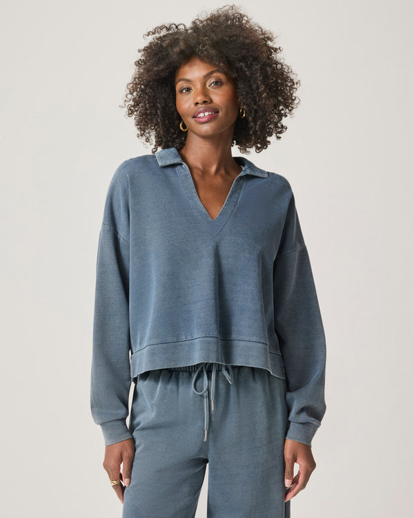 splendid Indigo Lounge Polo Sweatshirt