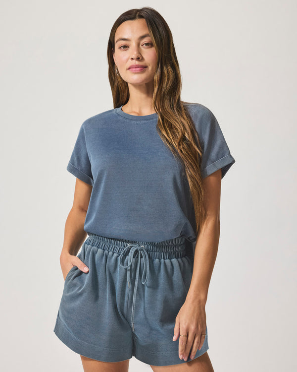 Splendid Indigo Lounge Short Sleeve Sweatshirt