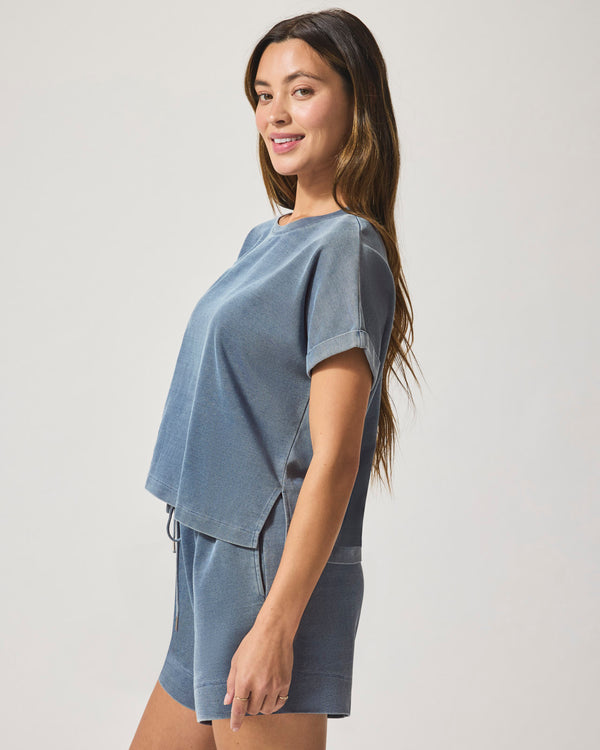 Splendid Indigo Lounge Short Sleeve Sweatshirt