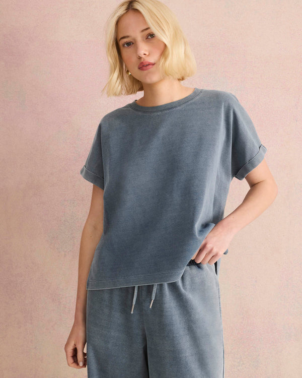 splendid Indigo Lounge Short Sleeve Sweatshirt