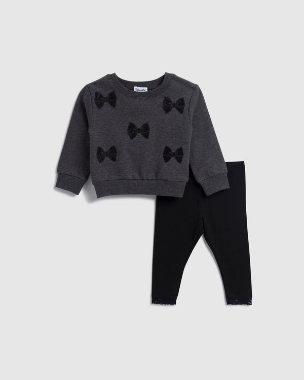 splendid Infant Girl Lacy Bow Sweatshirt Set