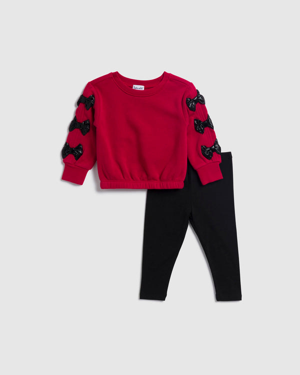 splendid Infant Girl Shiny Bow Sweatshirt Set