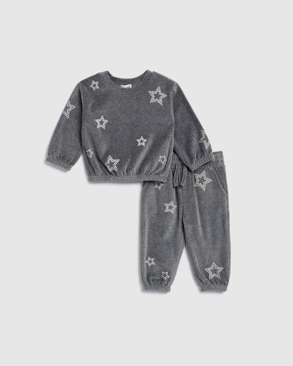 splendid Infant Girl Silver Star Jogger Set