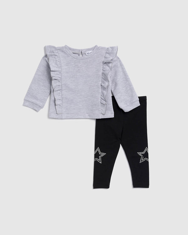 splendid Infant Girl Silver Stars Legging Set