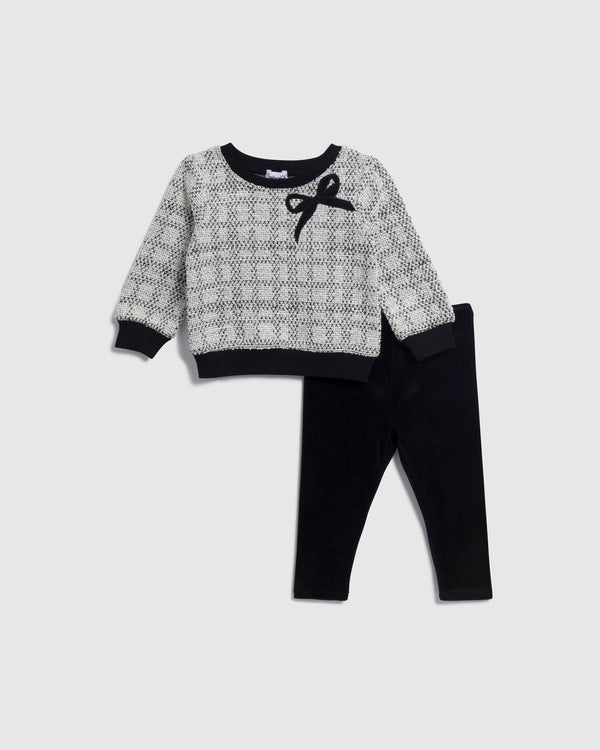 splendid Infant Girl Tweed Bow Sweatshirt Set