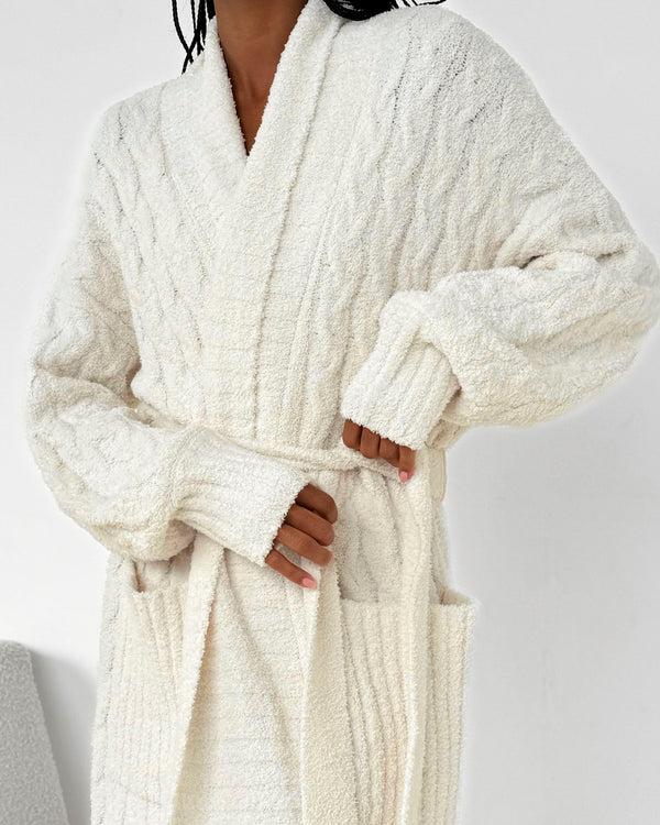 Splendid Ivory Cozy Fuzzy PJ Cable Robe