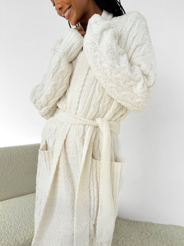 Splendid Ivory Cozy Fuzzy PJ Cable Robe