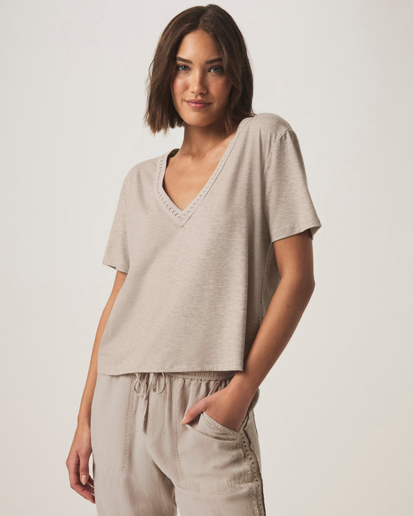Splendid Kacey Crochet V-neck Tee