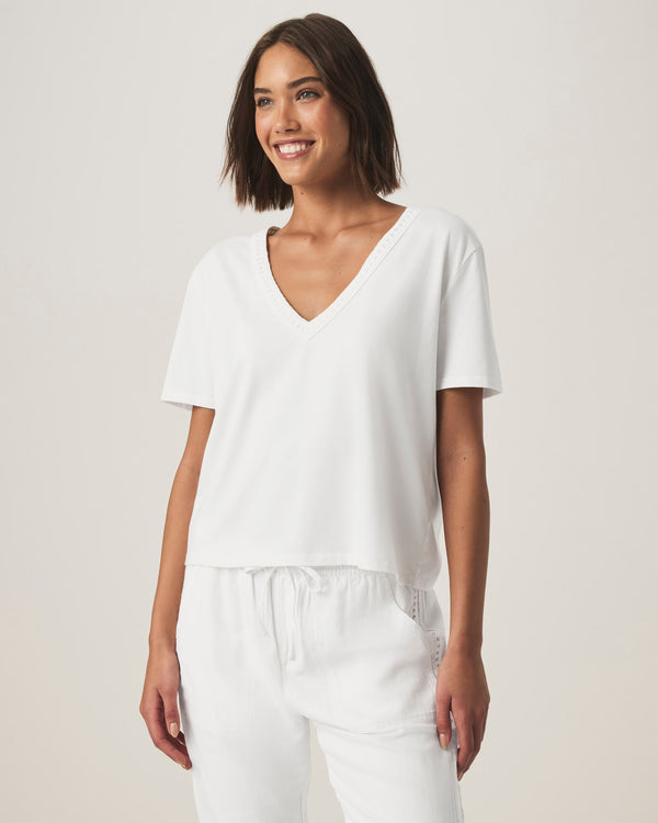 Splendid Kacey Crochet V-neck Tee