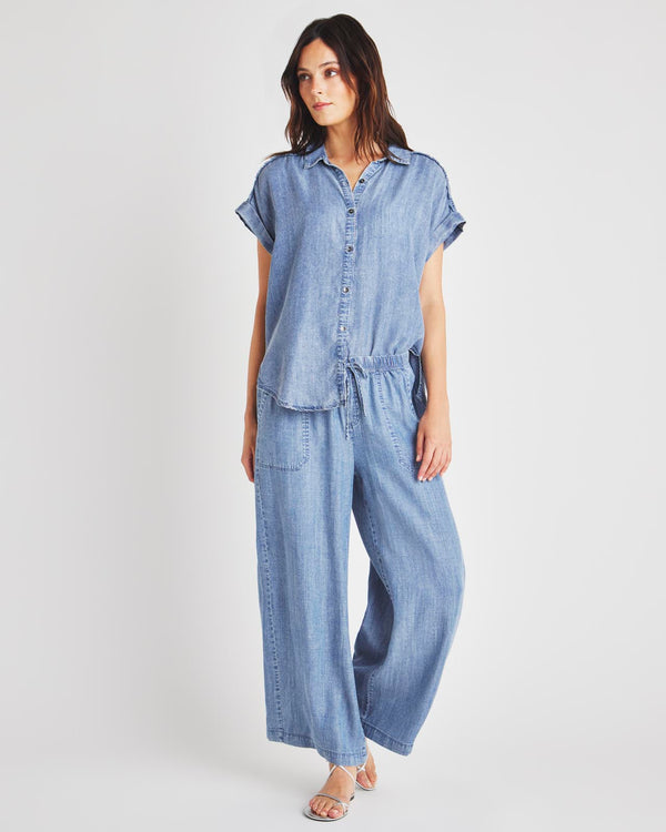 Splendid Kathryn Chambray Short Sleeve Shirt