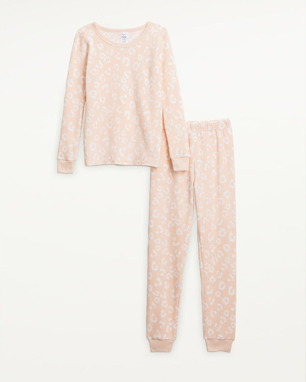 splendid Kids Thermal PJ Set in Soft Leopard