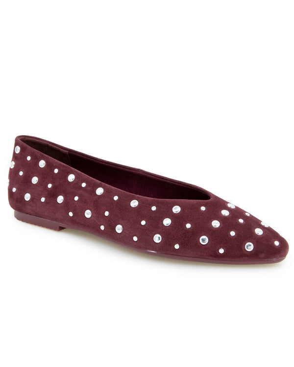 splendid Latouche Studded Flat in Dark Plum