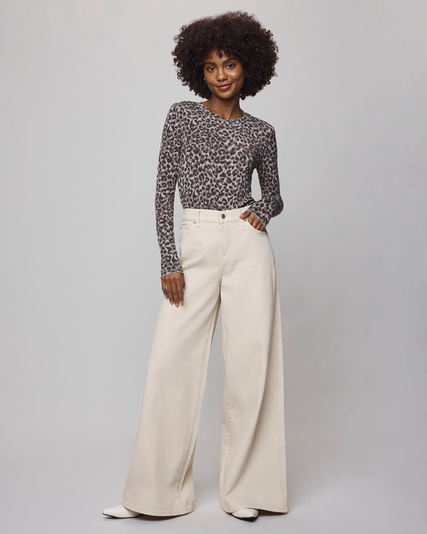 Splendid Leopard Bamboo Blend Long Sleeve Tee