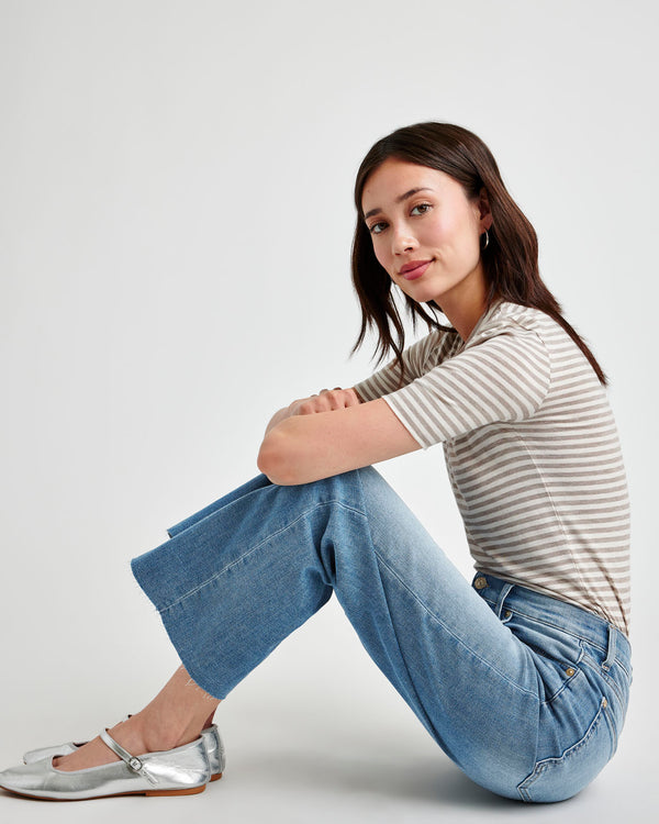 Splendid Light Wash Cropped Wide Leg Raw Hem Jean